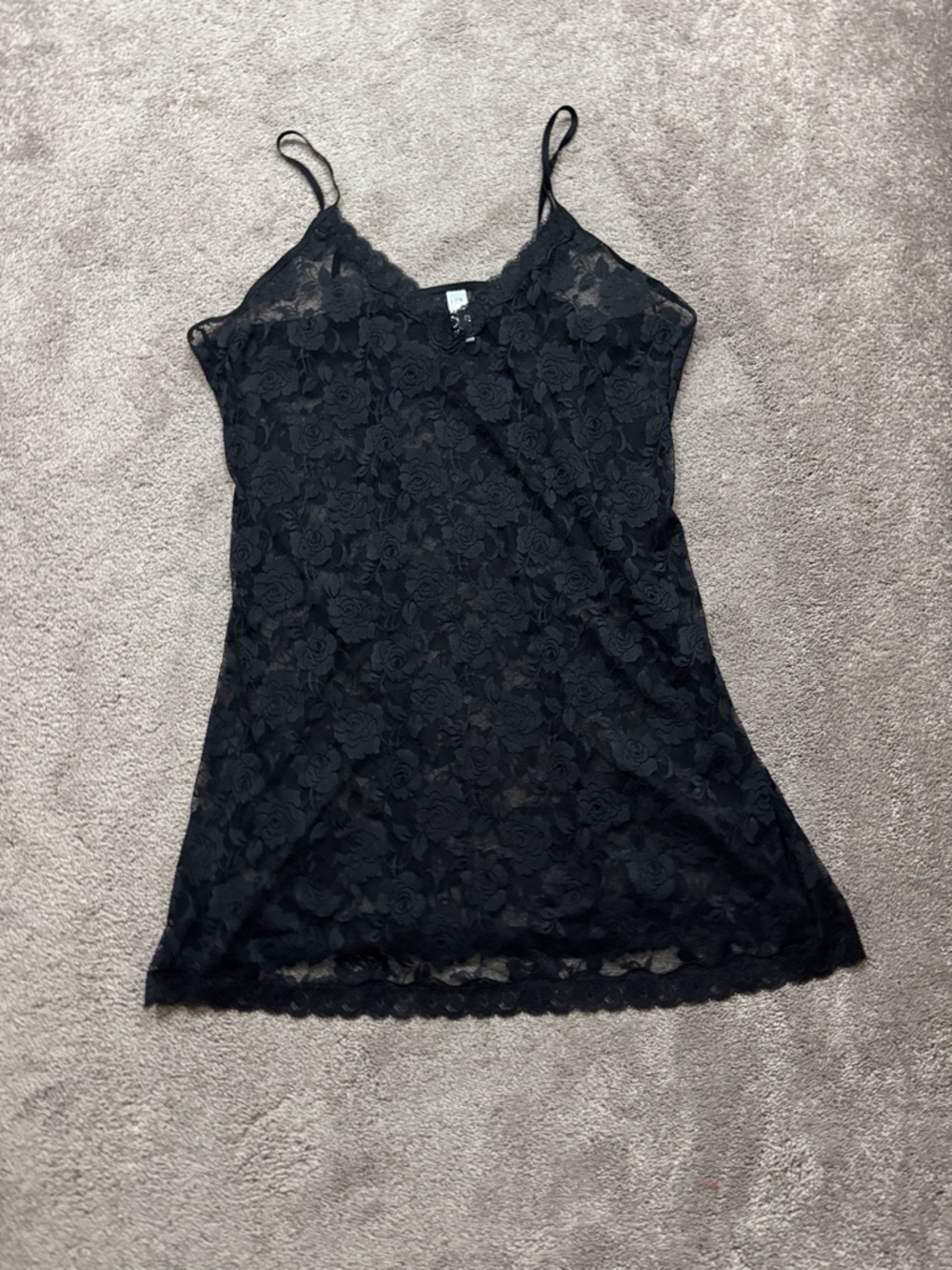 Body Form Lace Cami Chemise SIZE 3X Black Sheer Floral Adjustable Straps